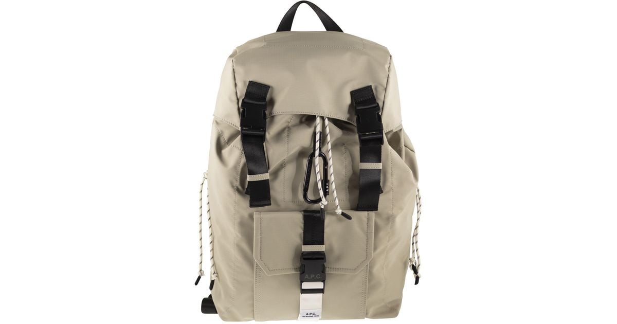 A.P.C. Technical Nylon Backpack With Flap Closure in Natural for 