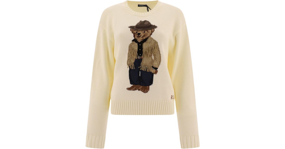 Polo Ralph Lauren Polo Bear Sweater in Natural Lyst UK