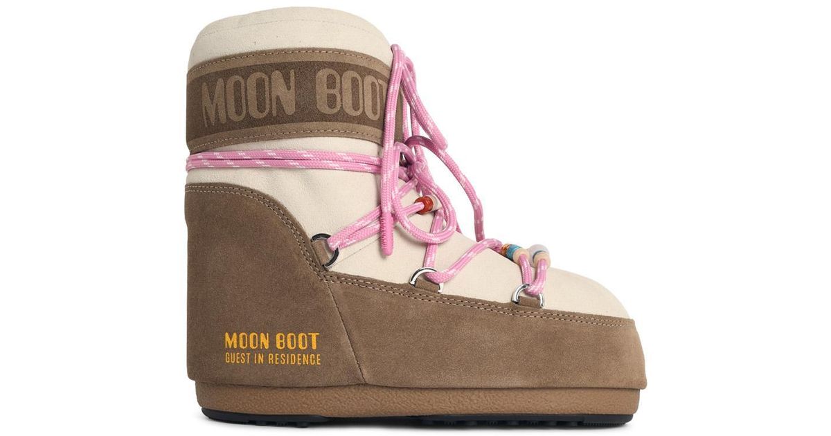 Moonboot Moon Boot 'Icon' Suede Low Top in Pink | Lyst