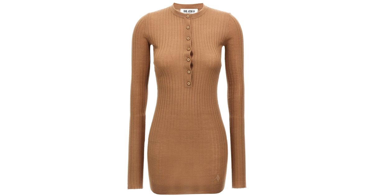 The Attico Ribbed Mini Dress in Brown for Men | Lyst