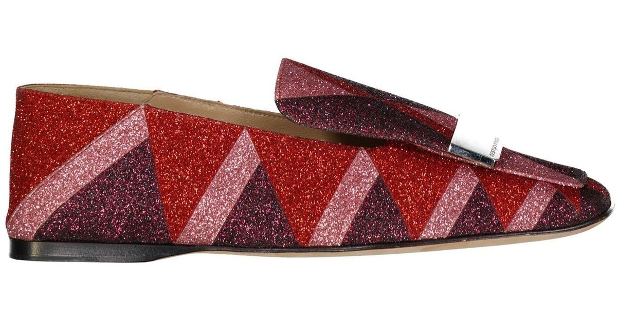 Sergio Rossi Glitter Loafers in Red Lyst UK
