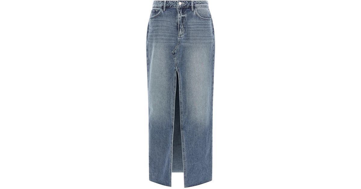 Jupe Crayon Droite Zara Pour Femme - Bleue, Taille XS, Coton, Fermeture éclair, Longueur Genou