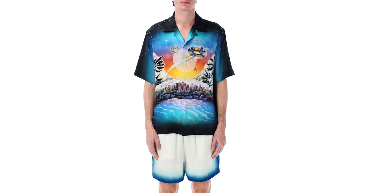 CASABLANCA La Premonition Bowling Shirt in Blue for Men