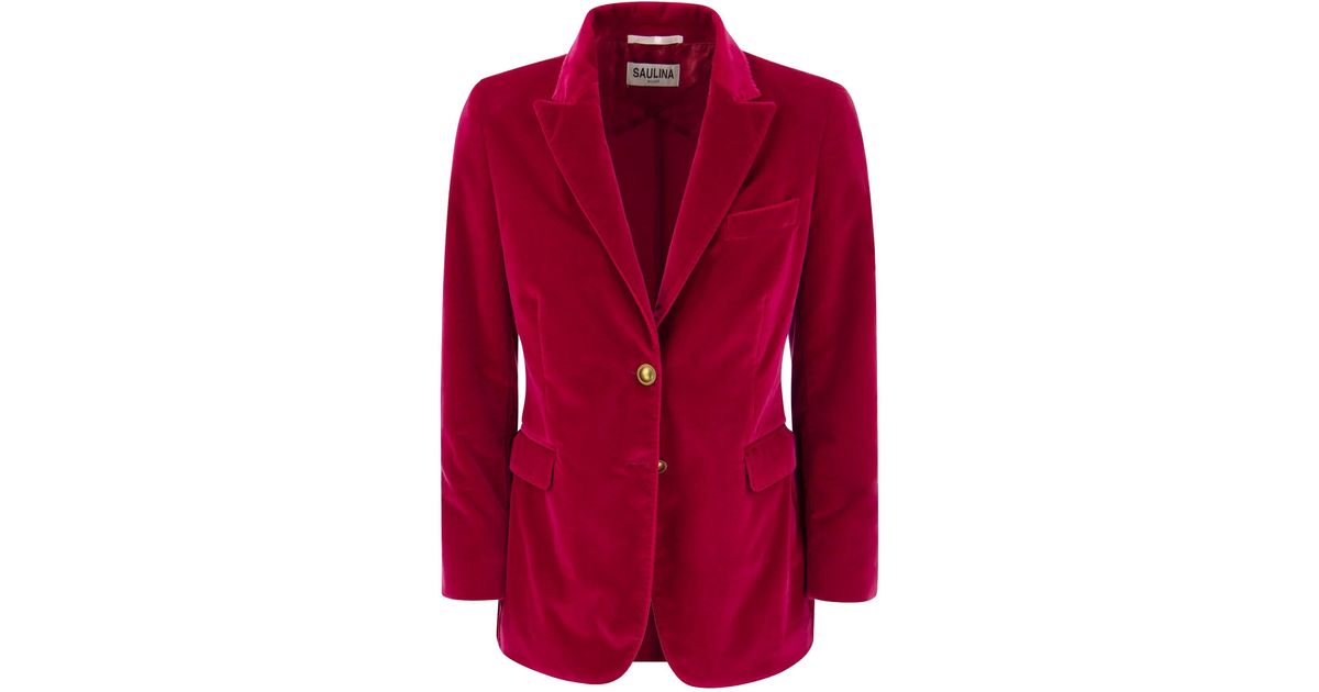 SAULINA striped double-breasted blazer - Purple