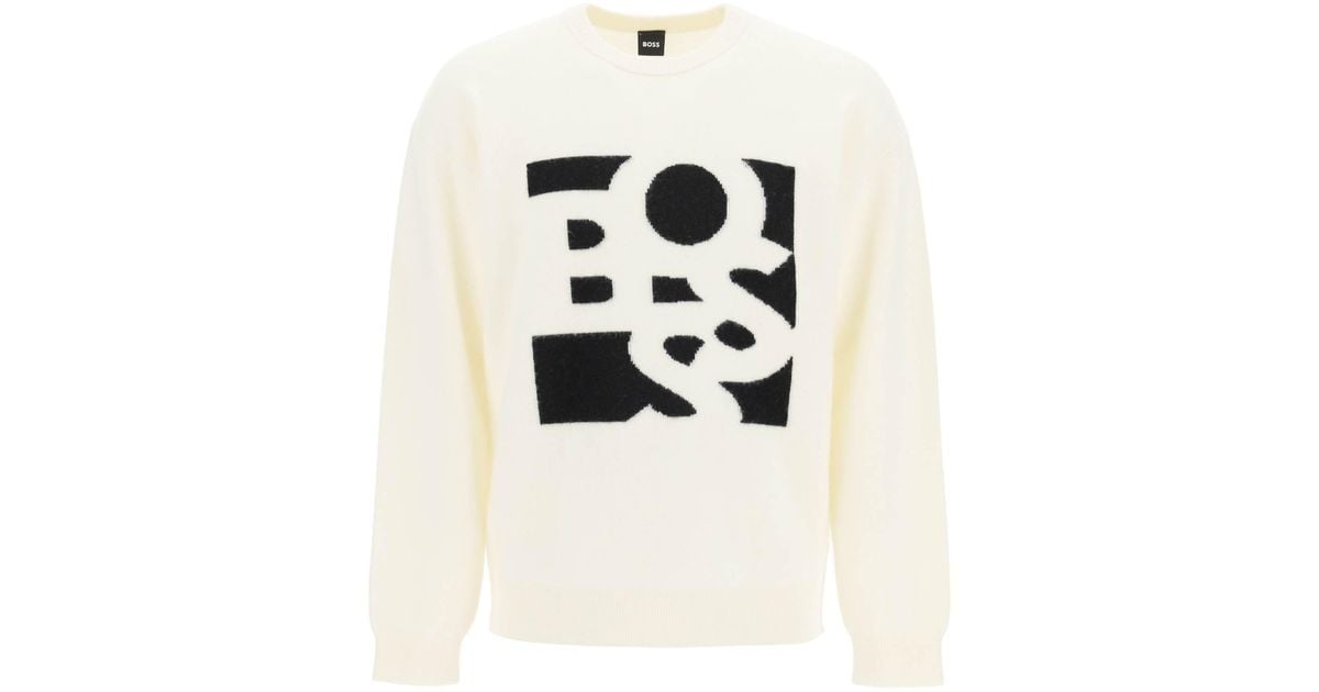 BOSS by HUGO BOSS Virgin Wool And Cashmere Sweater With Shaken Logo in