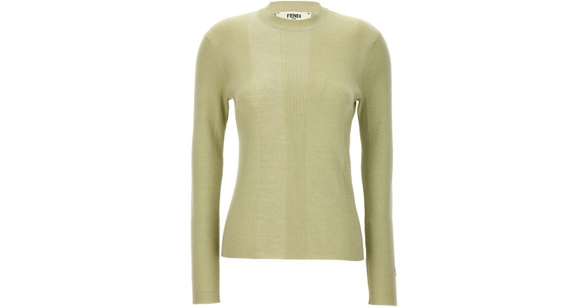 Fendi Ribbed Sweater in Green for Men Lyst