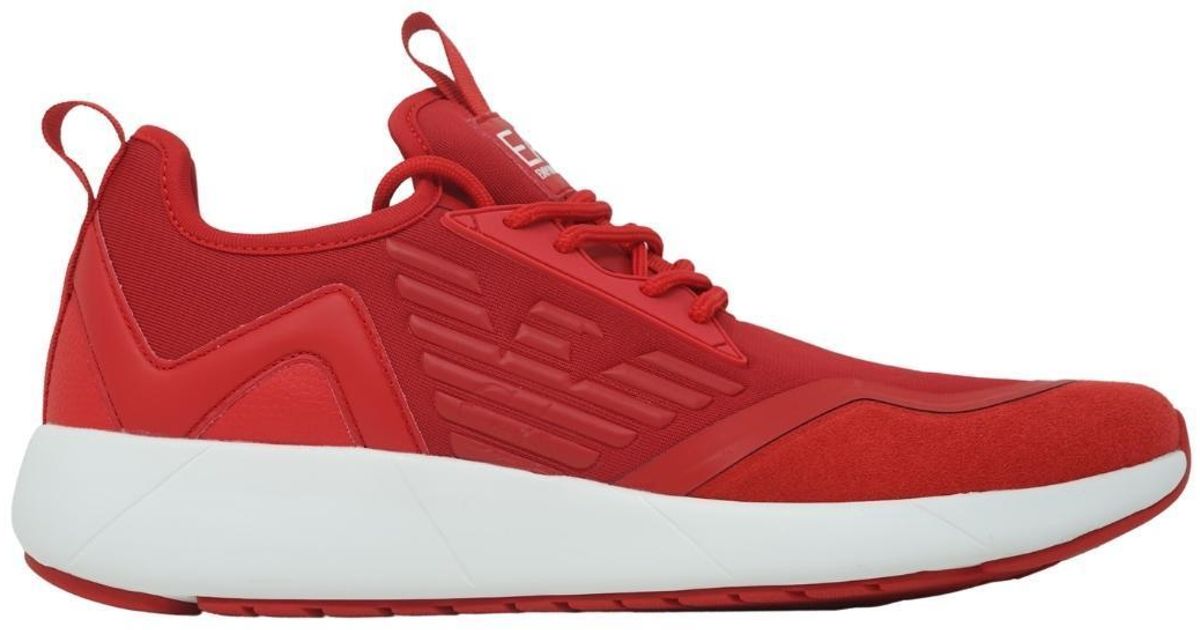 EA7 Eagle Logo Lace Runner Red Trainers for Men | Lyst UK