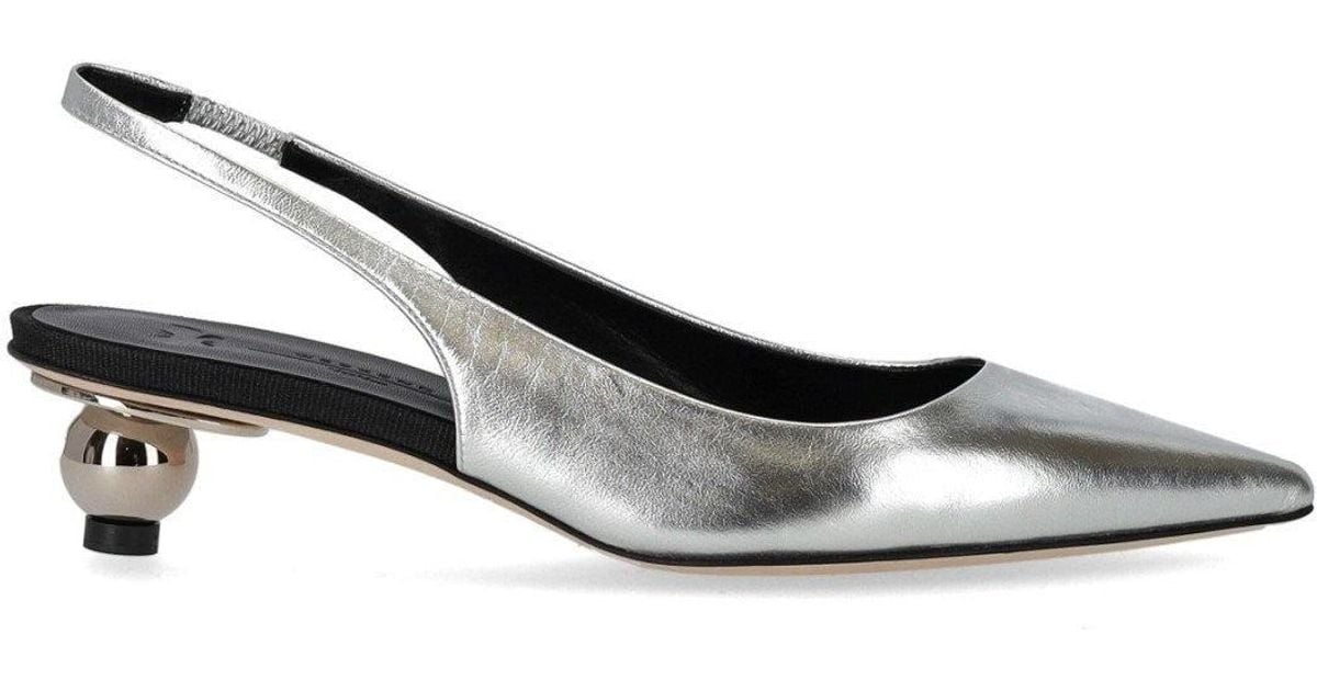 パンプス Max Mara Gallico Silver Slingback Pumps weekend-by-maxmara-Silver-