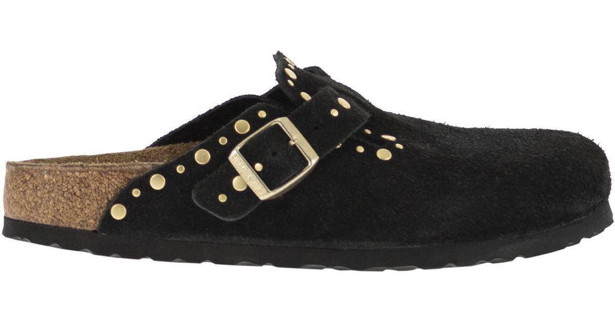 Boston Rivet Red Birkenstock Boston Rivet – Suede Leather Clog With Studs in Black | Lyst UK