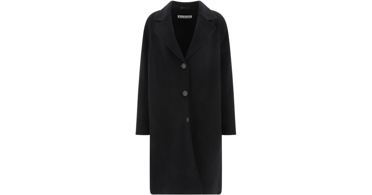 Acne Studios Single Breasted Wool Coat in Black | Lyst