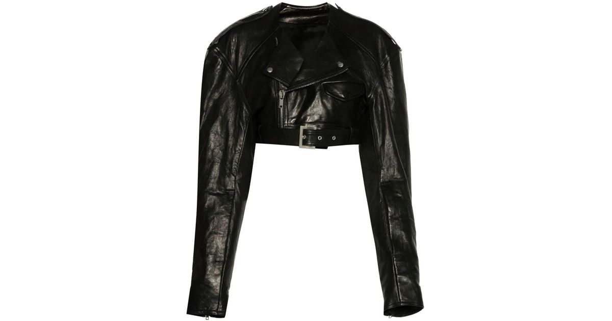 Rick owens cropped leather jacket best sale