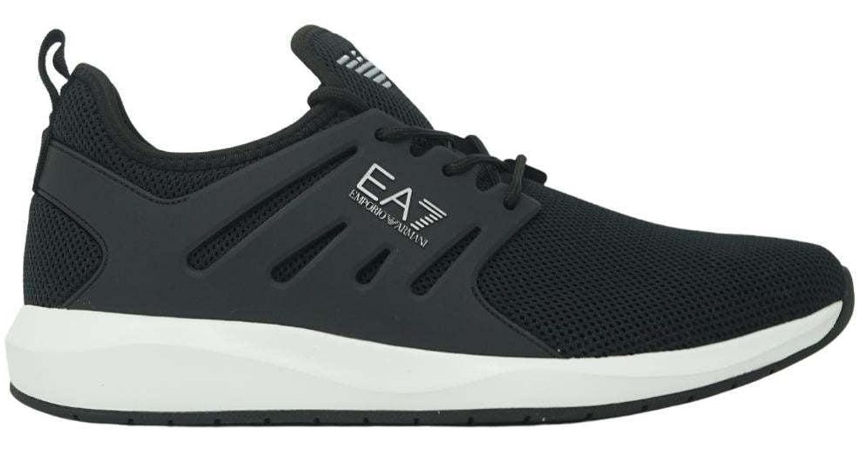 EA7 Brand Logo Lace Runner Black Trainers for Men | Lyst