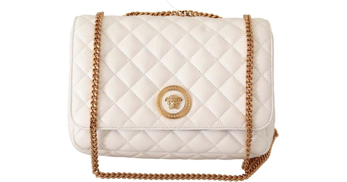 Versace White Quilted Nappa Leather Medusa Shoulder Bag Lyst UK