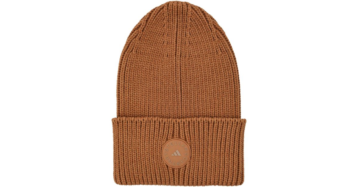 ADIDAS BY STELLA MCCARTNEY BROWN BEANIE WITH LOGO Wild Brown Logo Beanie – Fashercise main image 4