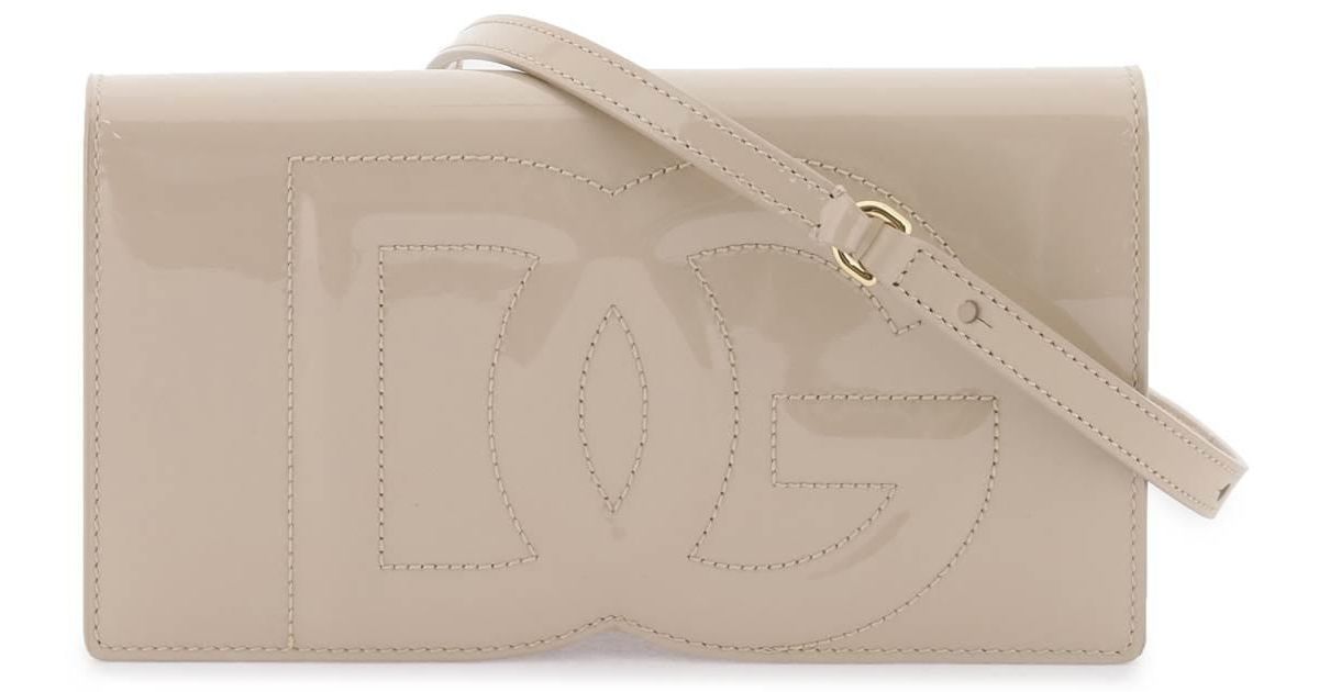 Dolce & Gabbana Mini 'dg Logo' Bag In Patent Leather in Natural | Lyst
