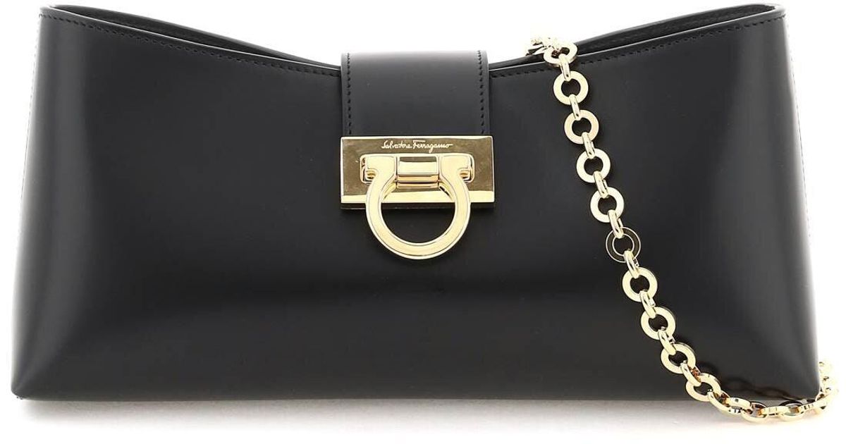 Ferragamo 'trifolio' Shoulder Bag Black Leather | Lyst