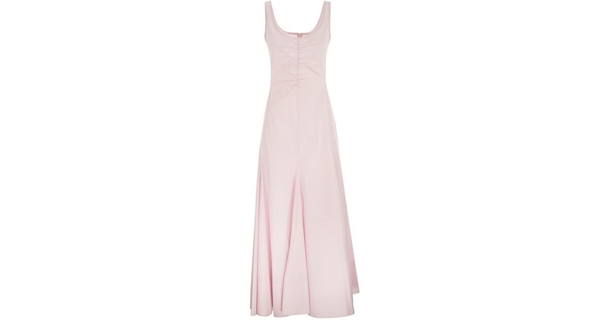 Sportmax Galante Fit And Flare Cotton Dress in Pink | Lyst