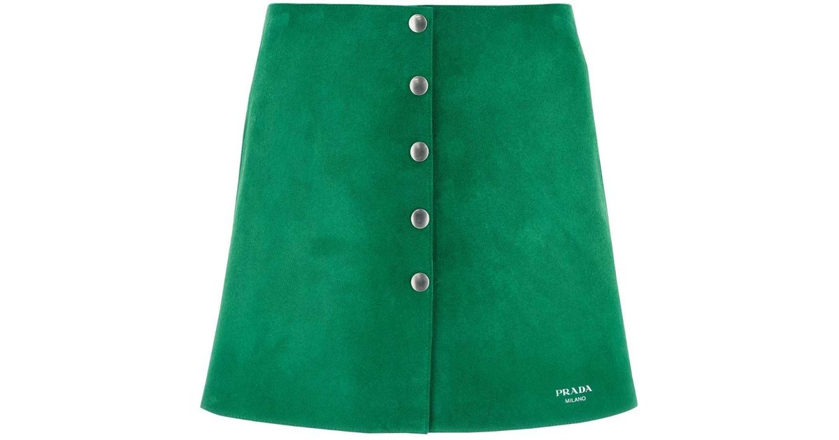 ミニスカート PRADA GRASS GREEN SUEDE MINI SKIRT Prada Grass Suede Mini Skirt in Green | Lyst