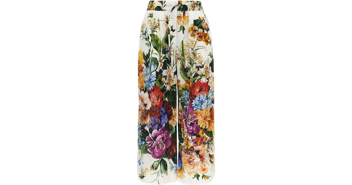パンツ Dolce & Gabbana 'Bouquet' pajama pants Dolce & Gabbana 'Bouquet' Pajama Pants in White | Lyst
