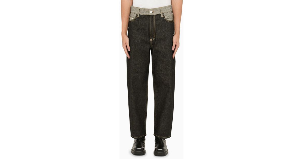 Sunnei Regular Black/grey Colour Block Jeans for Men | Lyst
