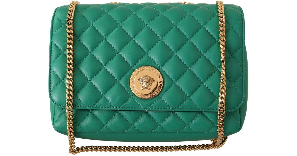 Versace Green Quilted Nappa Leather Medusa Shoulder Bag Lyst