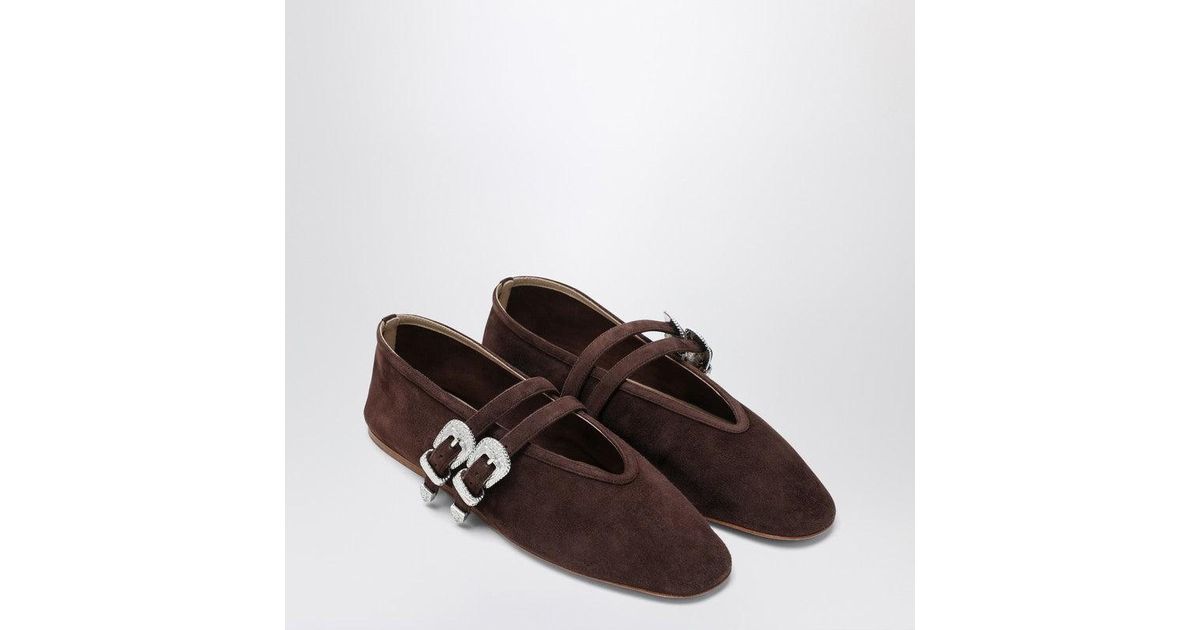 Le Monde Beryl Suede Claudia Ballet Flats in Brown | Lyst
