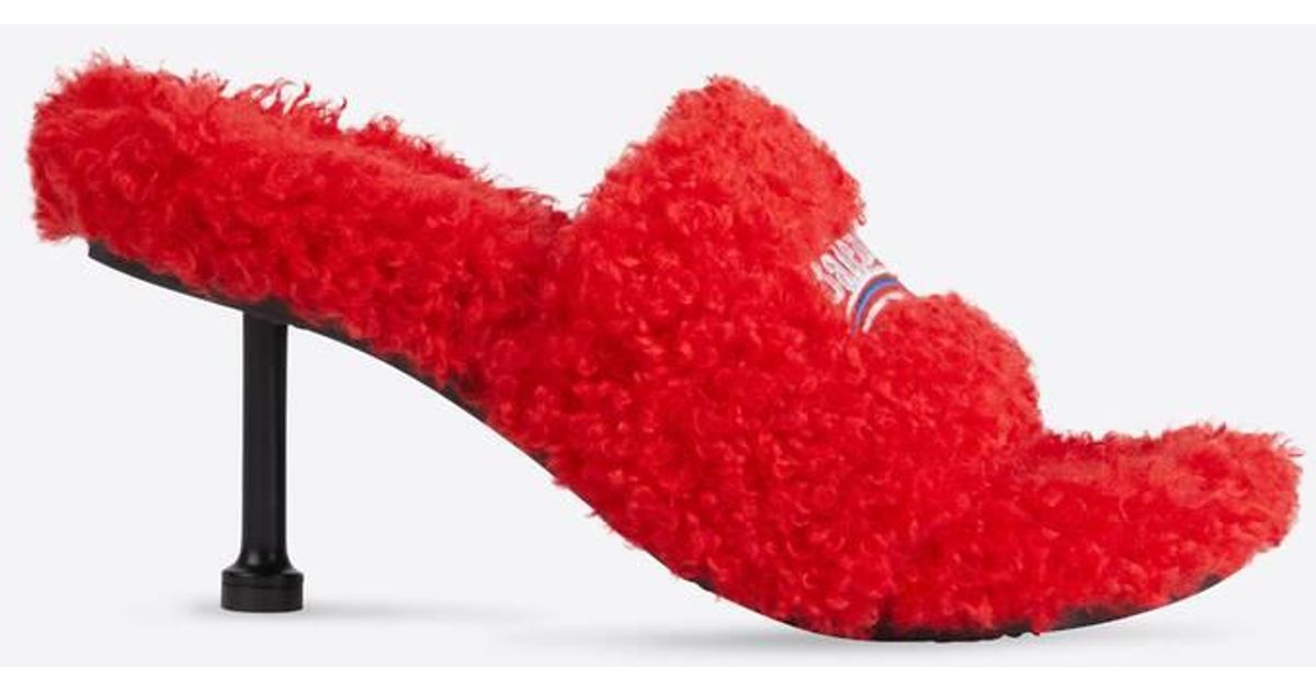 Balenciaga Furry 80mm Sandal in Red - Lyst