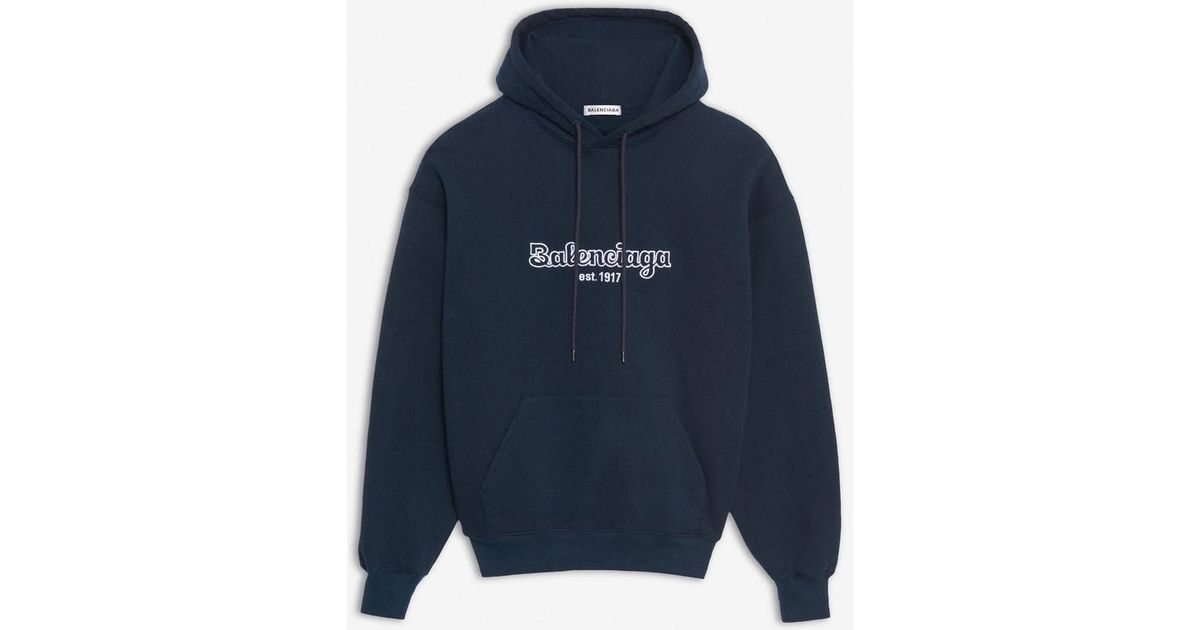 Balenciaga Est. 1917 Back Pulled Hoodie in Blue Lyst Australia