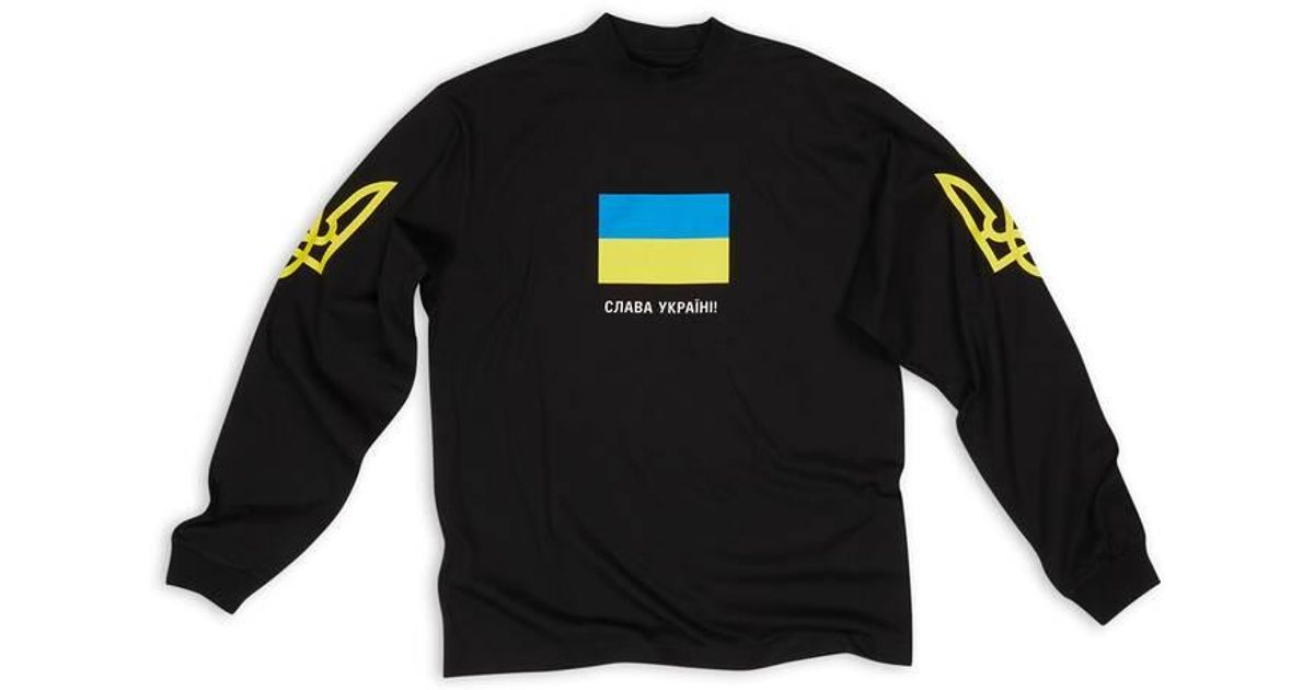 Balenciaga Support Ukraine Langärmeliges T-Shirt Medium Fit 