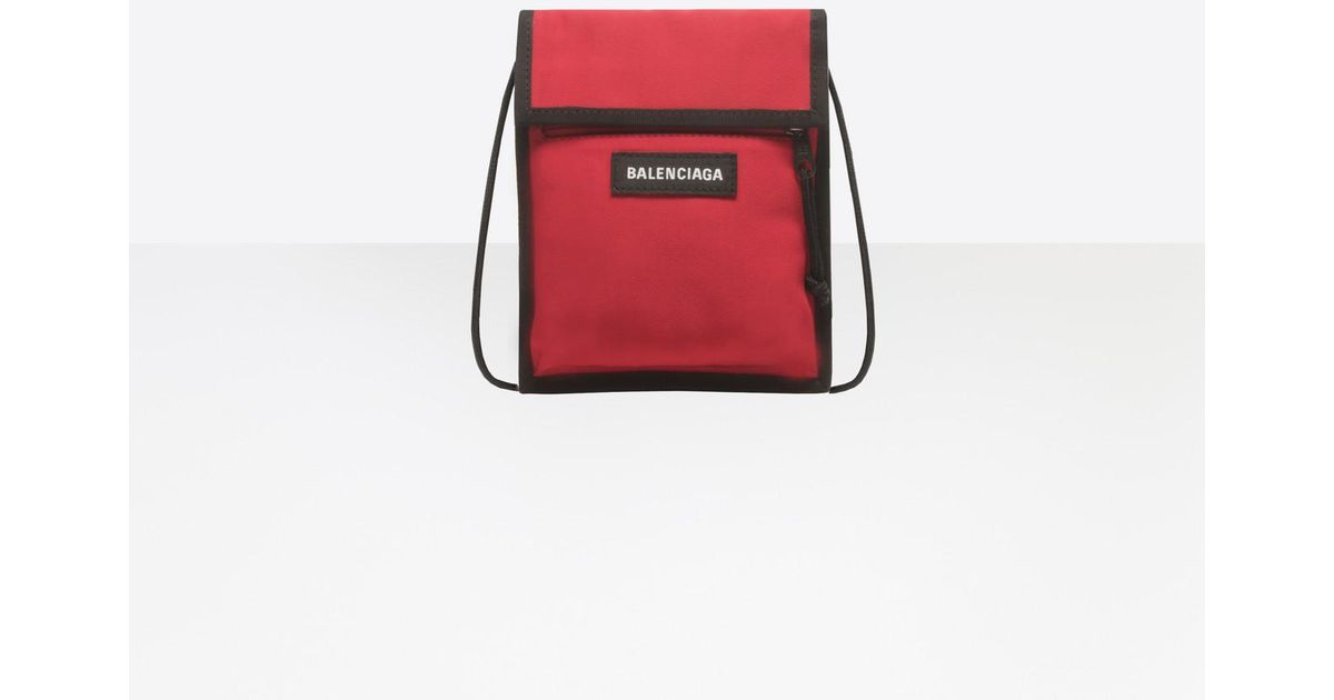 balenciaga red explorer pouch