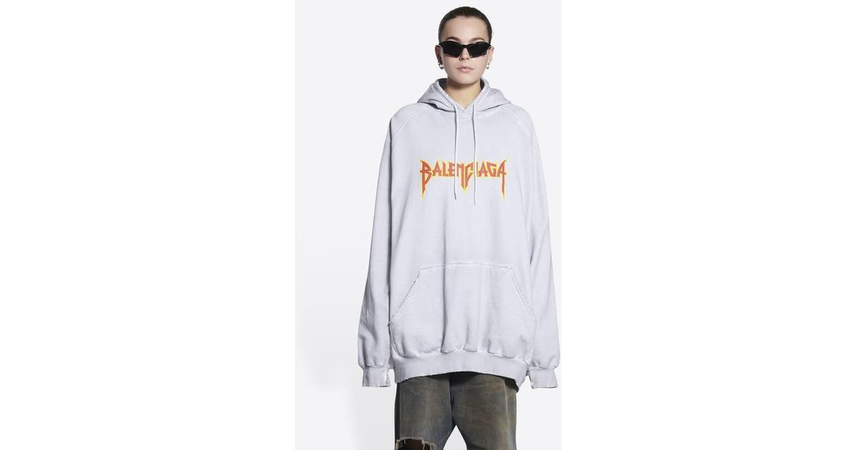 Balenciaga Metal Hoodie Oversized in White for Men | Lyst