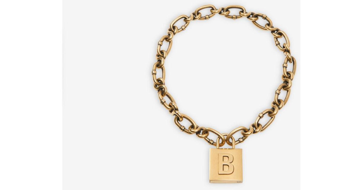 Balenciaga Lock Chain Necklace in Metallic