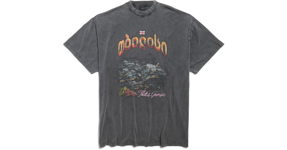 Balenciaga Tbilisi Oversized T-Shirt in Gray for Men | Lyst