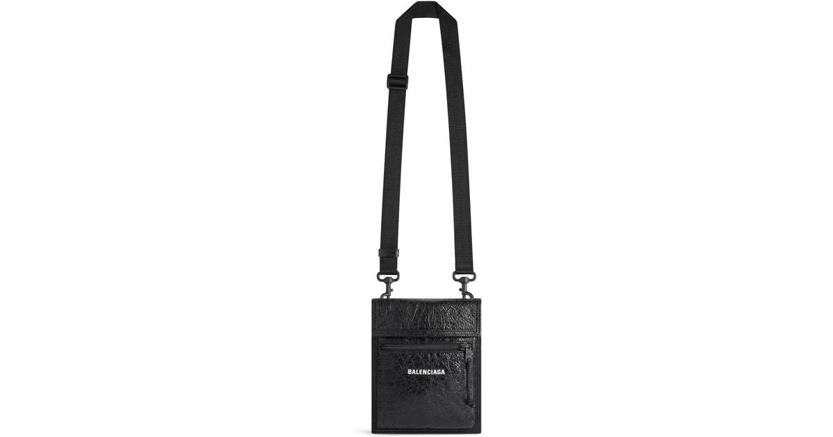 Balenciaga Explorer Small Pouch With Strap in Black for Men Lyst