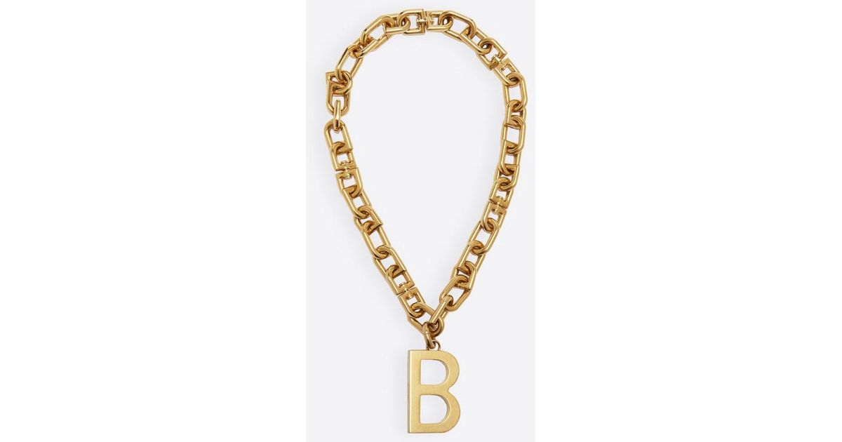 Balenciaga Chiffon B Chain Necklace in Metallic - Lyst