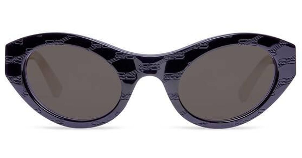 Balenciaga Bb Monogram Round Sunglasses in Black | Lyst