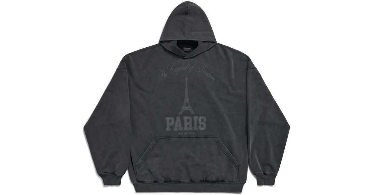 Balenciaga The Capital Of Fashion Hoodie Large Fit in Black | Lyst
