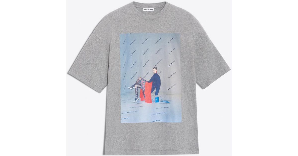 Tee-Shirt Oversize Photoshoot Coton Balenciaga en coloris Gris | Lyst