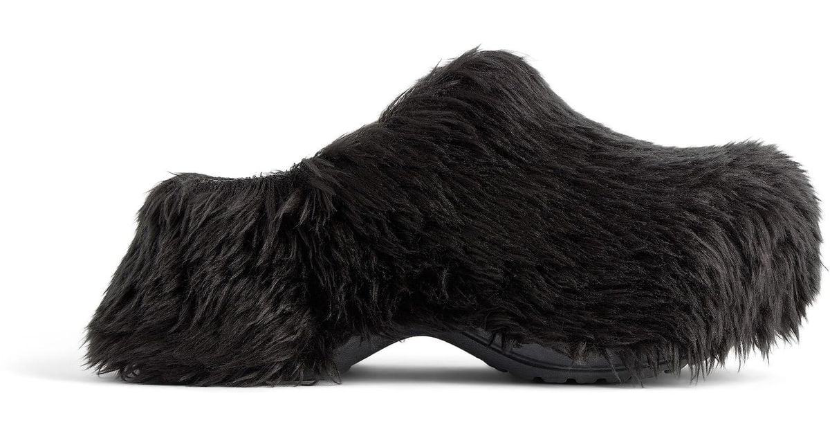Balenciaga X Crocs Faux Fur Mules in Black for Men Lyst