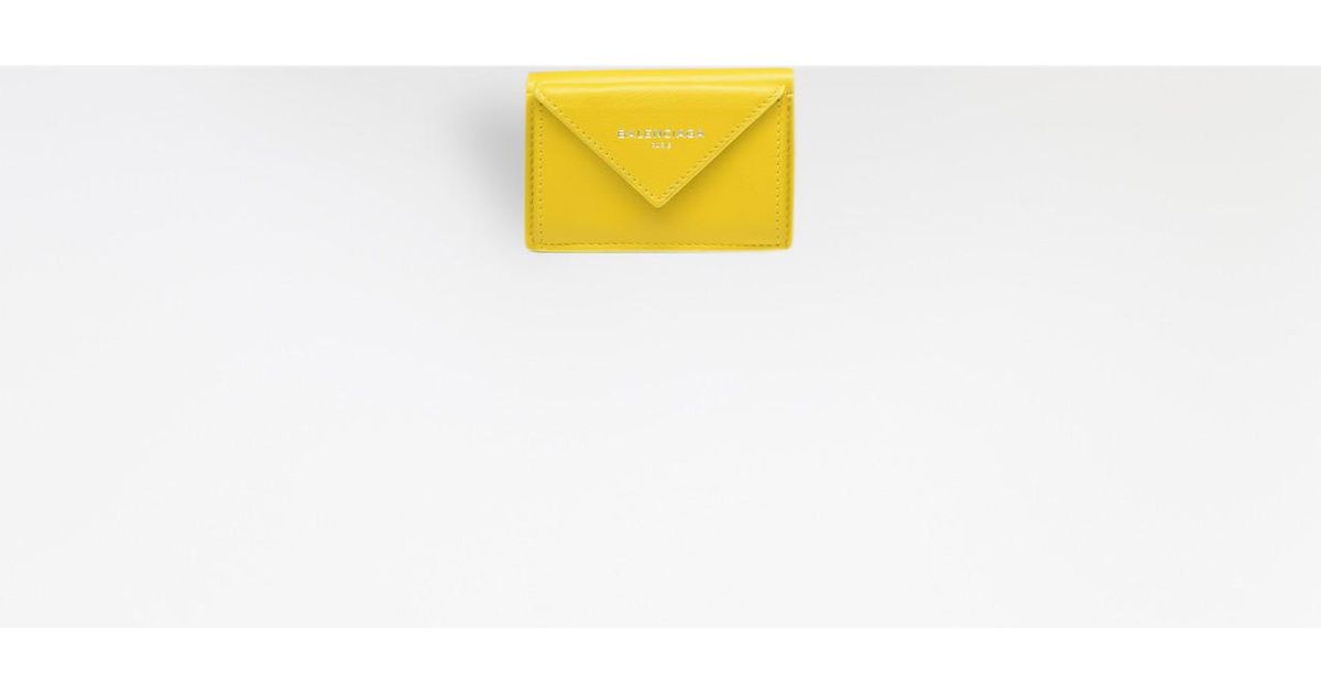 balenciaga papier mini wallet yellow