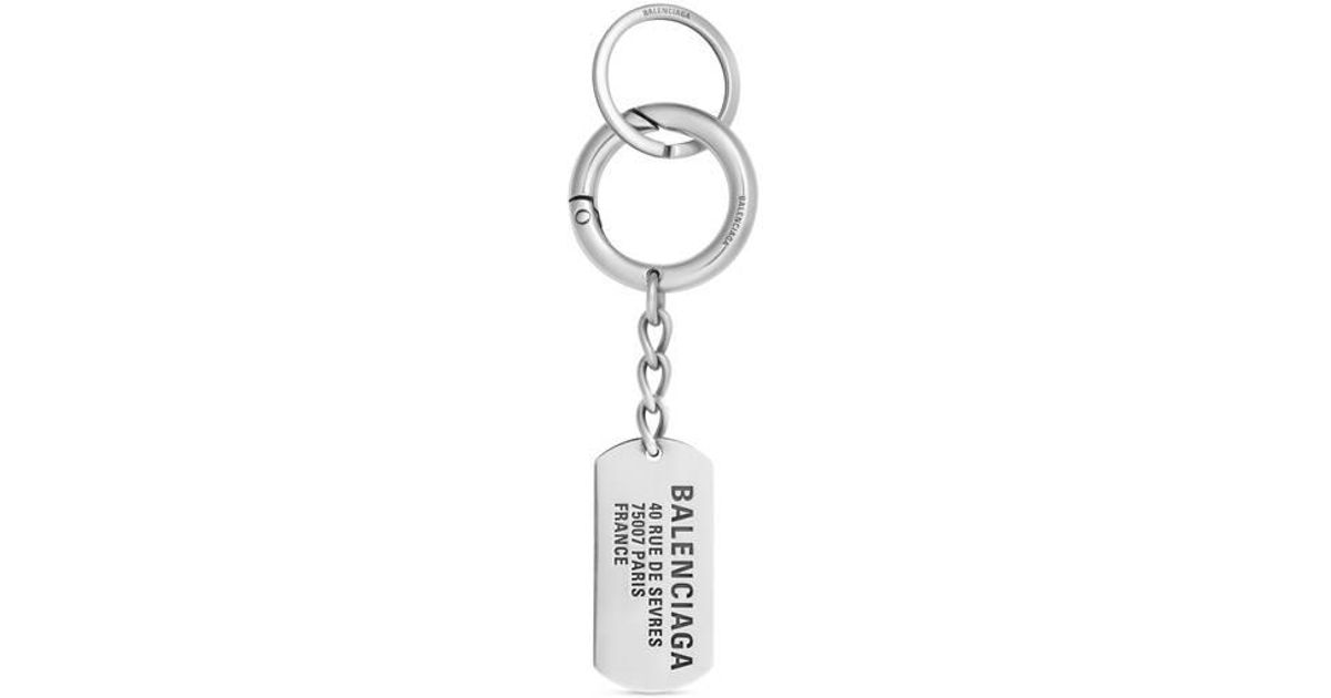 Balenciaga Tags Keychain in Metallic | Lyst