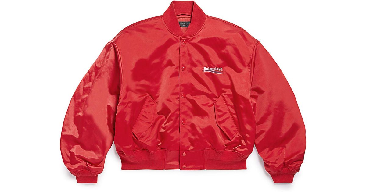 Balenciaga Political Campaign Varsity Jacket in Red for Men | Lyst