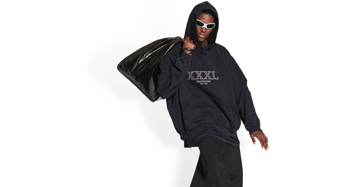 Balenciaga Fleece Xxxl Hoodie Large Fit in Black Lyst