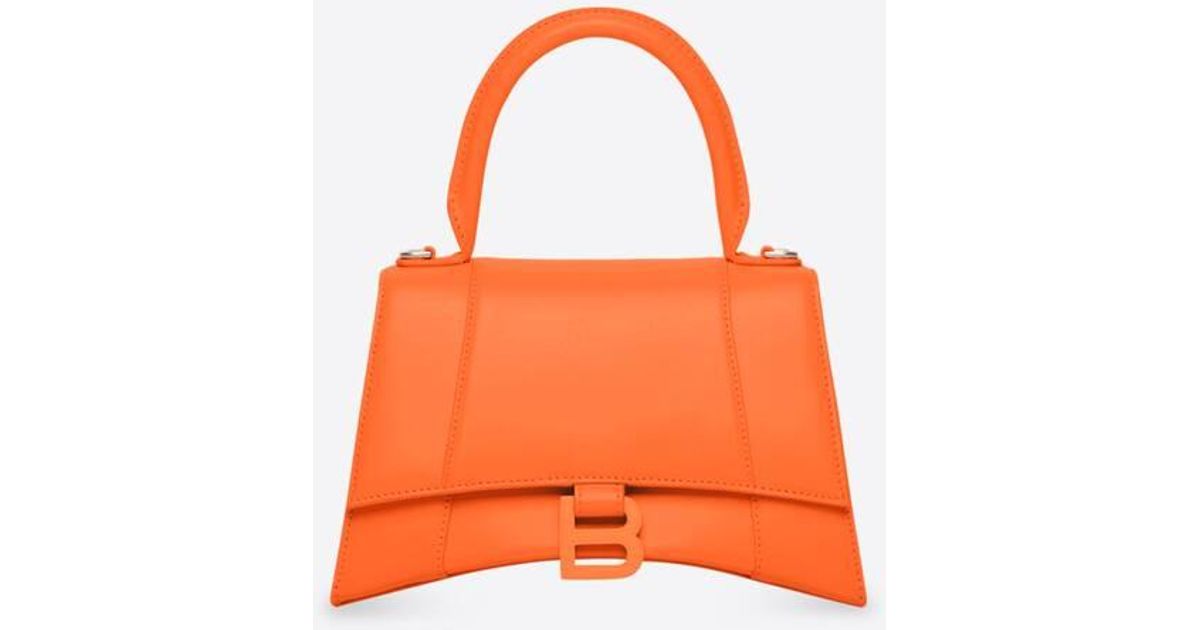 Bolso de mano pequeno year of the tiger hourglass de piel brillante de becerro boxcalf Balenciaga de color Naranja Lyst