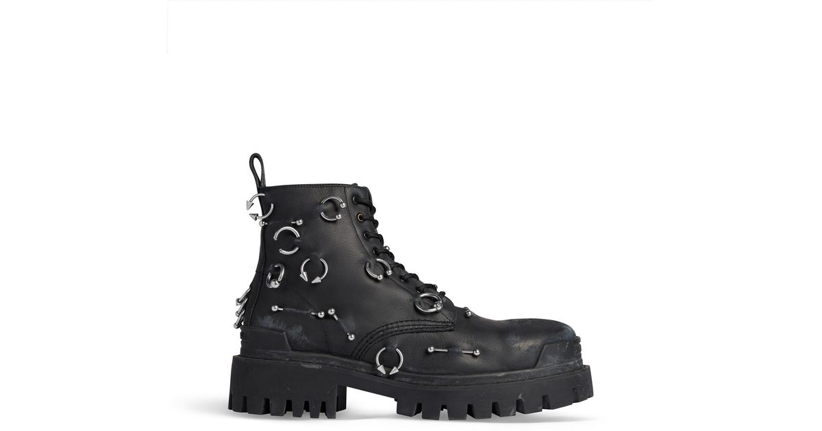 Balenciaga Strike Pierced Leather Boots in Black for Men | Lyst UK