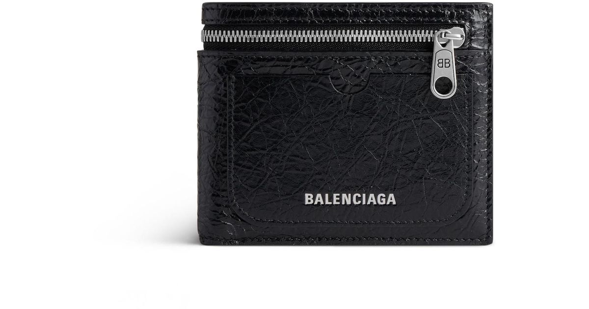 折りたたみ財布 BALENCIAGA BLACK LEATHER SUPERBUSY BI-FOLD WALLET Balenciaga Superbusy Square Folded Wallet in Black for Men