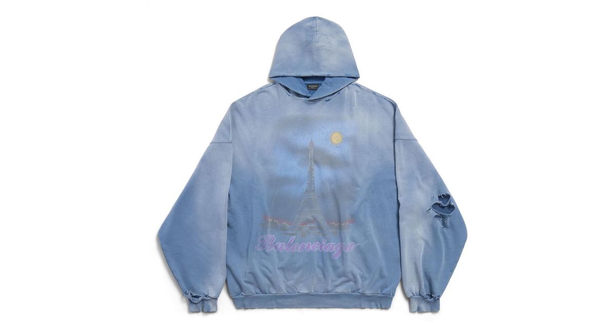 パーカー・フーディ *BALENCIAGA* Cities Paris Oversized Hood Blue White 674986TL Balenciaga Paris Moon Oversized Hoodie | Saks Fifth Avenue