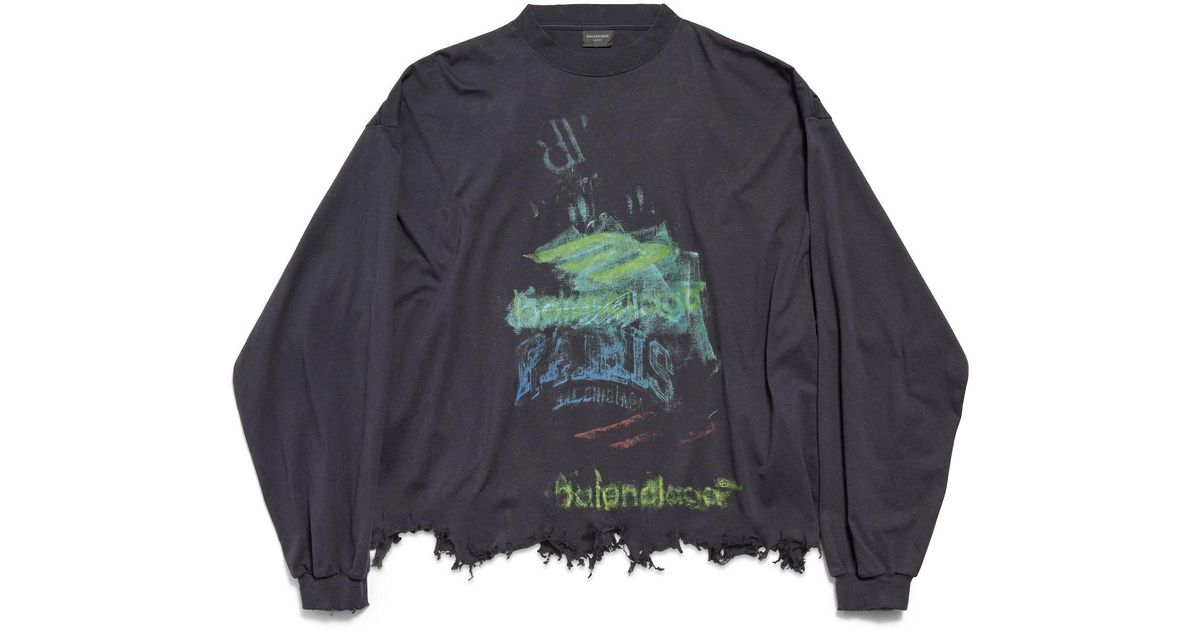 Balenciaga Diy Imprint Cropped Long Sleeve T-Shirt in Blue for Men 