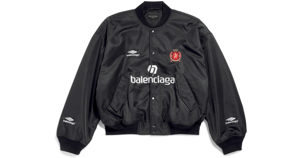 Balenciaga Soccer Varsity Jacket Black in Blue for Men | Lyst