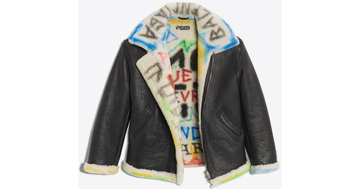 balenciaga graffiti shearling jacket